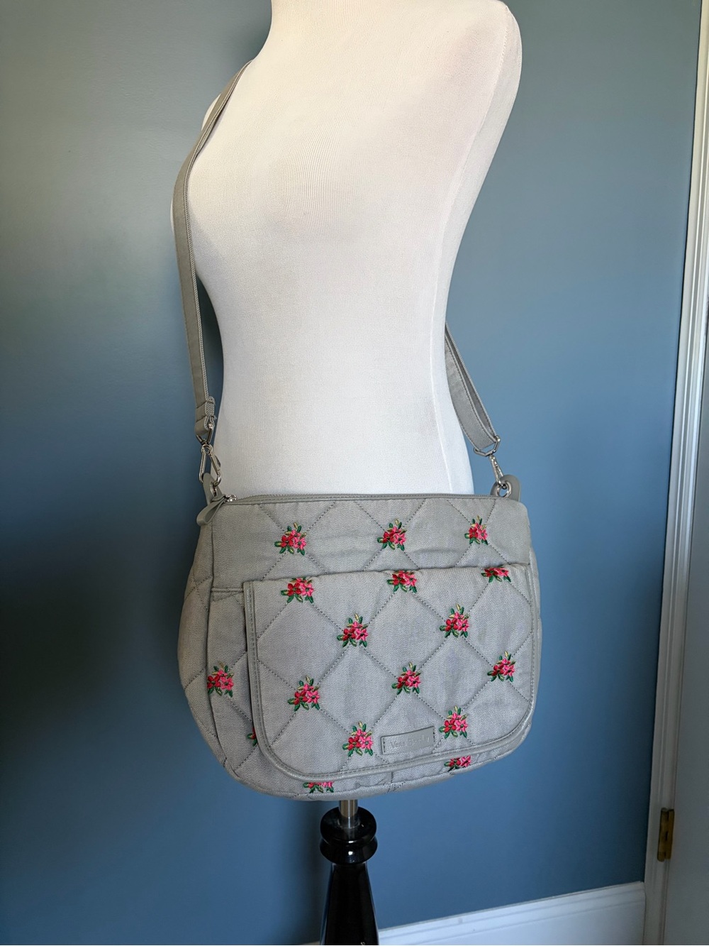 Vera Bradley Carson Mini Shoulder Bag in Denim Gray